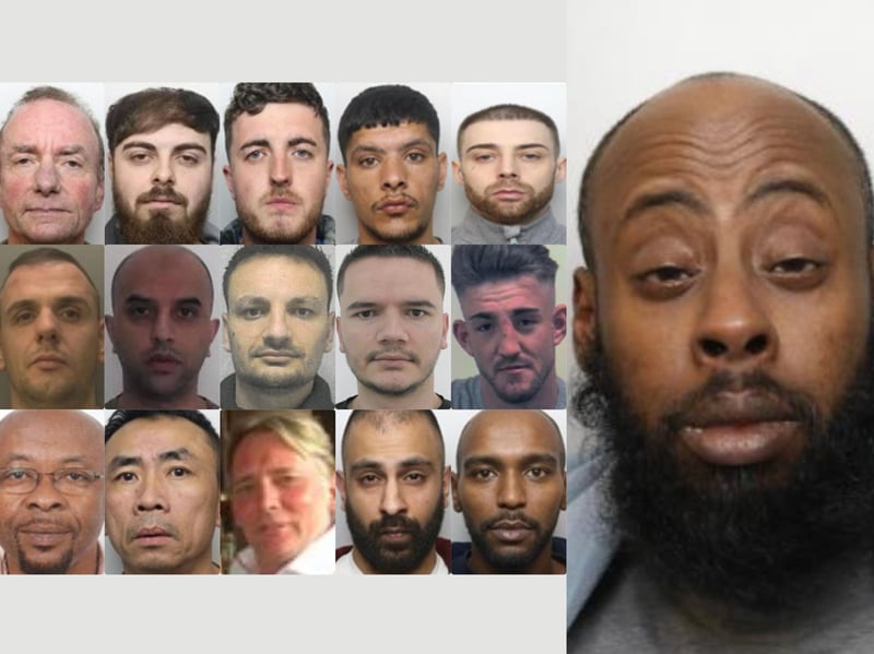 Rape suspect Mohammed Ismail (pictured right) has been added to the list of South Yorkshire's most wanted, after he failed to appear court. He joins 15 others on the list, who are pictured left. Top left row, left to right: Paul Davis; Zak Khalifa; Jonathan McAllister; Danyal Iqbal and James Maughan. Middle left row, left to right: Andi Trokthi; Nasir Ali; Eljaso Cela; Mateo Cela and Liam Jones. Bottom left row, left to right: Sonny Ibe; Loi Le; John Eric Wells; Mohammed Anwaar and Ahmed Farrah 