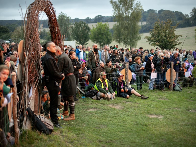 Crowds gathering to see the Viking boat burning at Buster Ancient Farm on September 19.