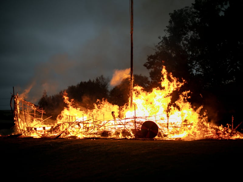 Viking boat being burned on Butser hill to celebrate the Equinox.