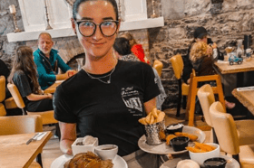 A waitress serving at The Old Barracks in Athenry