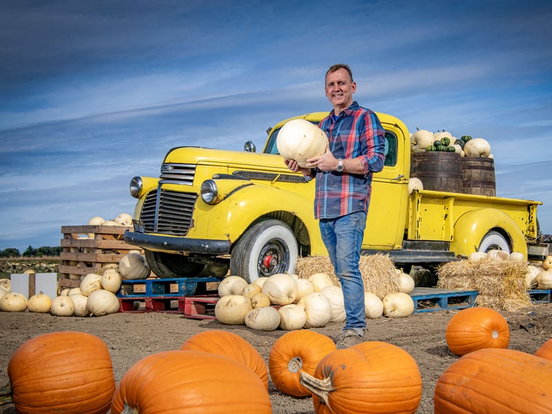 Owner Robert Copley at Farmer Copleys near Pontefract set for their annual pumpkin festival.