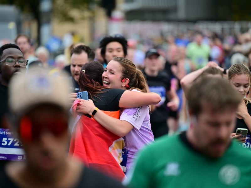 Here are 17 more finish line photos of friends and families celebrating at the Sheffield Run For All 10K on September 27, 2026.