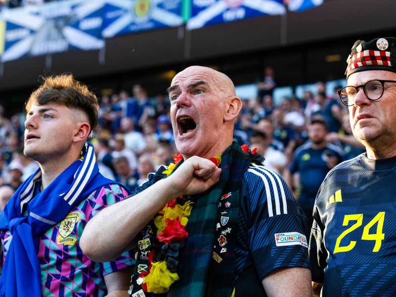 The Tartan Army roar the team on in Koln at Euro 2024.