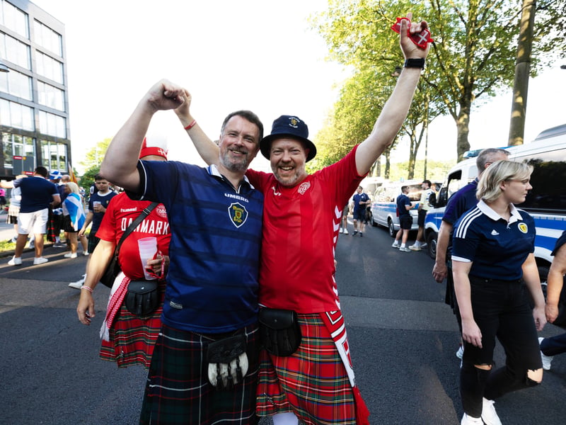 Denmark fans joined the Scotland fans for a party ahead of kick-off.