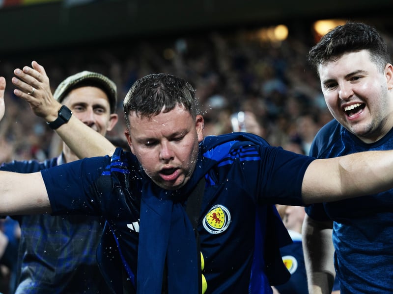 Scotland fans celebrate Scott McTominay's opener against Switzerland at Euro 2024 in Koln.