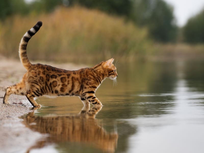 Bengals are extremely active due to their wild ancestry - they were bred by crossing domesticated cats with Asian leopard cats - and high intelligence. They need constant stimulation to remain happy and healthy - loving to climb and run. This is a cat that will explore every inch of their environment.