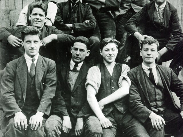 A happy group of lads at Hadfields' East Hecla Works in the 1930s