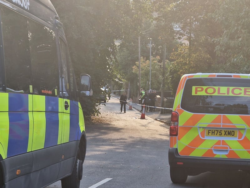 Emergency services at Clifton Mount, Rotherham, this afternoon. Photo: Finn Smith, Iconic Media