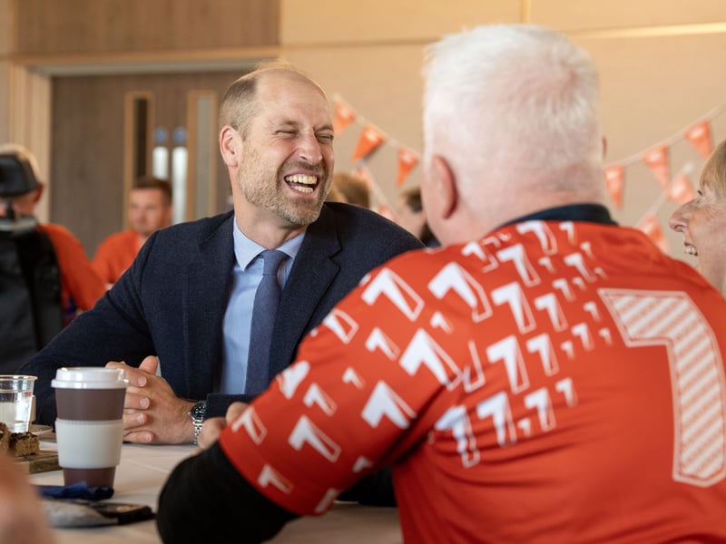 Prince William chats to members of the MND community at Wakefield Trinity Rugby League Club