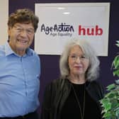 Members of the U3A (University of the Third Age) Galway Chair Mike Redfurn & Mo Ryan gather for their monthly book club at Age Action Galway  