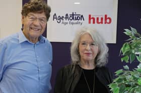 Members of the U3A (University of the Third Age) Galway Chair Mike Redfurn & Mo Ryan gather for their monthly book club at Age Action Galway  
