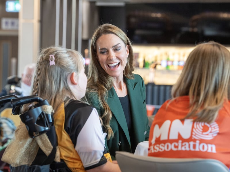 Princess Kate chats to members of the MND community at Wakefield Trinity Rugby League Club.