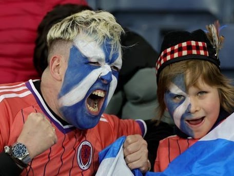 Scotland fans take in the pre-game atmopshere.