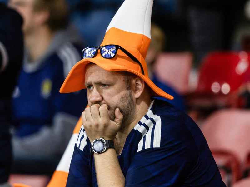 A Scotland fan watches on as his side fall to defeat against Switzerland in the Nations League.