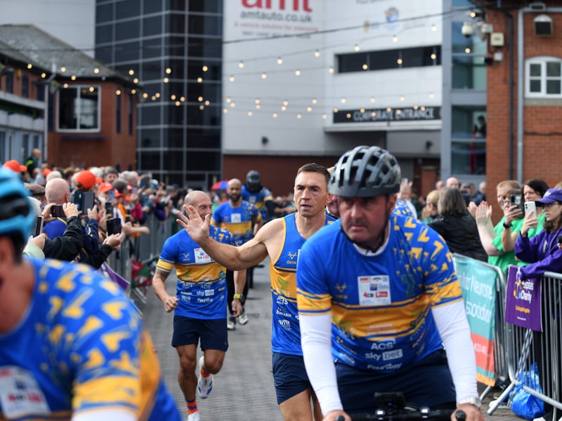 Eager fans had flocked to Headingley Stadium throughout the morning to await his arrival and huge cheers could be heard as he approached the ground. 