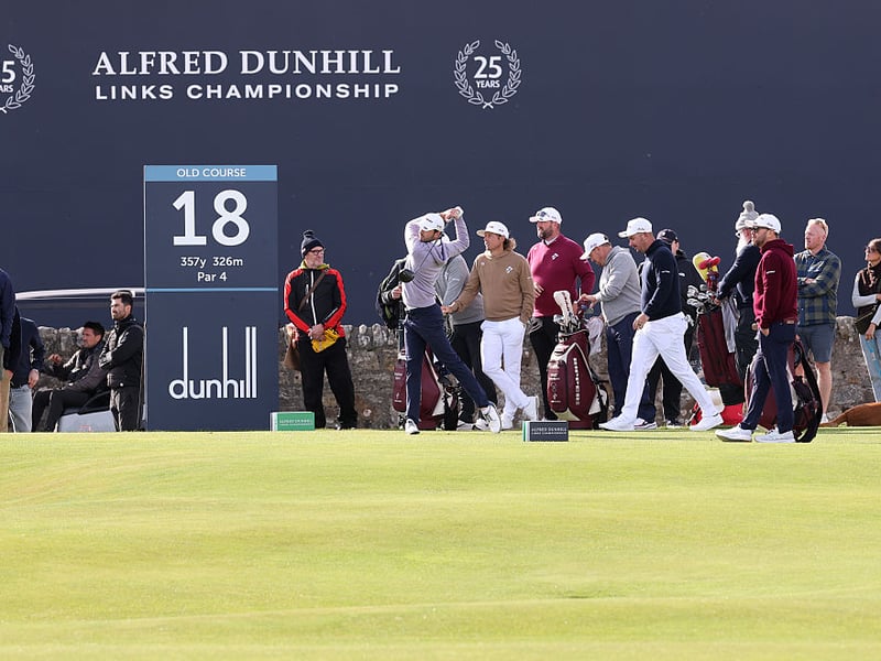 Elvis Smylie of Australia tees off on the 18th hole.