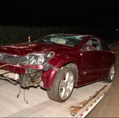 A car after one of the crashes on the Gort Road