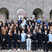 Ellen Power with the cup at Coláiste Éinde