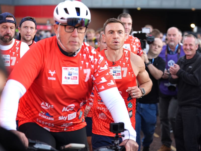 Sir Kevin Sinfield arrives to the stadium on Day 7 of the 7 in 7: The Grand Finale fundraiser before the Betfred Super League Grand Final at Old Trafford. 