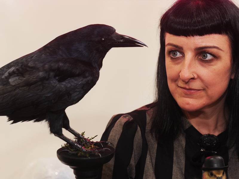 Bec Rotchell of Black Raven  with one of her birds