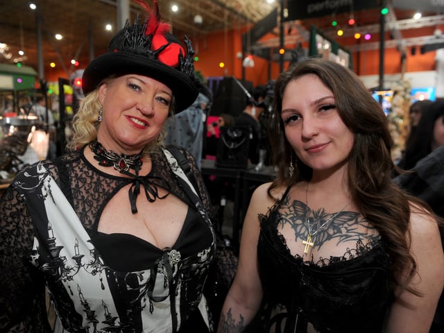 Leecia Slater and Wikoria Blumert at Leeds  Festival of Gothica Alternative Market at Kirkgate Market.