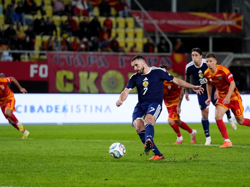 Scored his 22nd goal for Scotland from the penalty spot in North Macedonia to reach the total of Lawrie Reilly. This will be cap number 93 for the Aston Villa captain as he closes in on becoming the next Scotland centurion. Had been questioned over recent performances, but showed in Skopje that he remains a big presence.