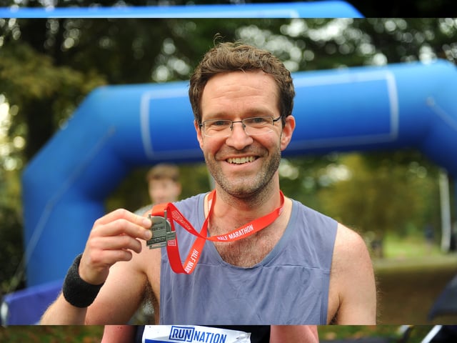 Winner of the  men's half marathon, Matt Evans of Rodley