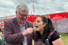Pat McDonagh feeding an Electric Picnic goer