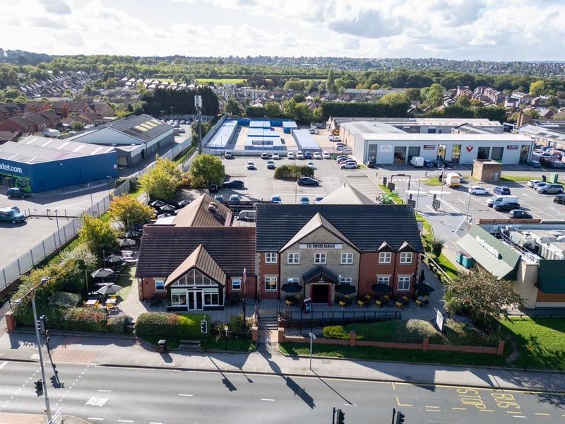 Aerial picture of the newly refurbished Sword Dancer pub in Handsworth. Photo: Greene King
