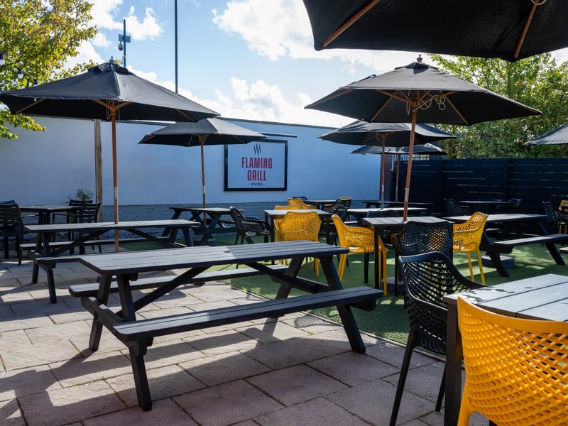 The beer garden at the newly refurbished Sword Dancer pub in Handsworth. Photo: Greene King