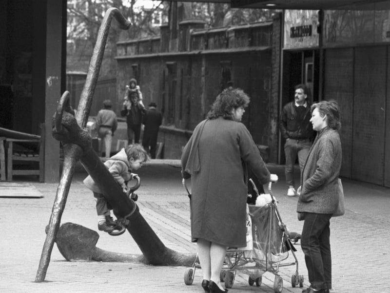 Mothers and children at the New Kirkgate in Leith Edinburgh , March 1986.