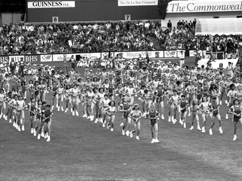 Hundreds of primary school children took part in the opening ceremony of the Edinburgh Commonwealth Games 1986, held at Meadowbank stadium.