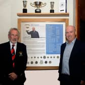 Joe Lyons (right) with captain of Galway Golf Club, John Power.