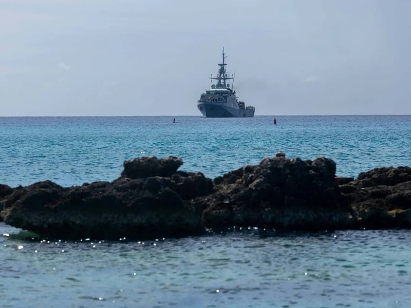 HMS Trent is forward deployed in the Caribbean during hurricane season. She is tasked with supporting British Overseas Territories with disaster relief, and anti-drug patrols in the region.