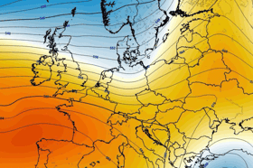 Weather map showing an 'interesting' event for Ireland