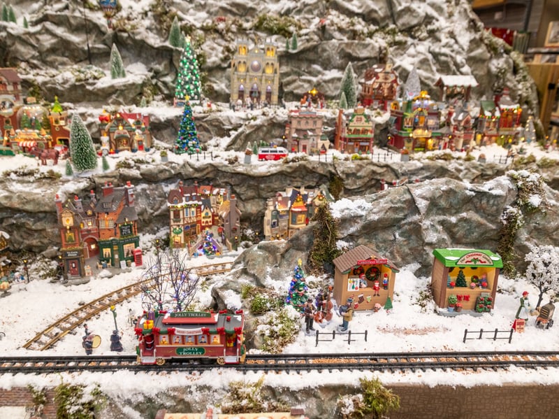 A selection of Christmas gifts for sale in store.