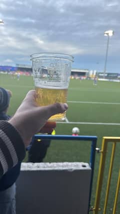 The new fan zone at the Coleraine Showgrounds allows fans to take drink in with them to watch the action.