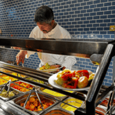 The chefs in the Clybaun Hotel serving up a carvery