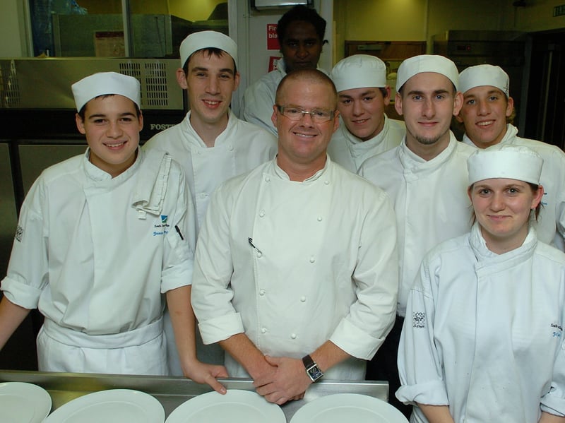 Chef Heston Blumenthal meets some of the trainee chefs at South Downs College in November 2006.
Picture: Ian Hargreaves