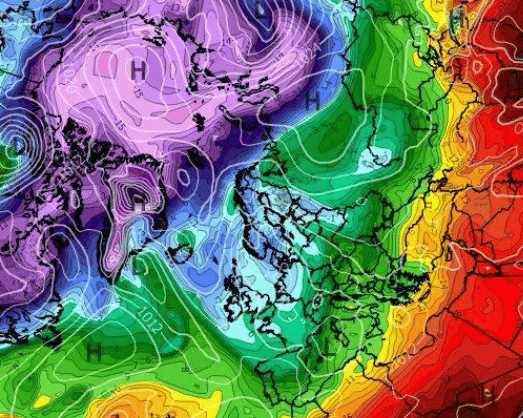Weather map showing surprising change for the week