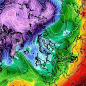 Weather map showing surprising change for the week