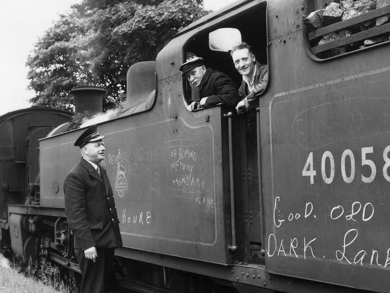 The last day of passenger working on Saturday, May 31, 1952, at Madeley, with the loco adorned with farewell messages. Keith told us: "The train, hauled by a Fowler 2-6-2 tank, 40058, is seen at Madeley with Mr L Mott, the stationmaster, talking to the engine driver, Jack Mapp, of Coalport, and fireman George Lewis of Madeley. Like all railway line closures it was a sad day and local people adorned the engine with chalked messages such as 'Now is the hour,' 'Of beloved Memory of Dark Lane' and 'Good Old Dark Lane' etc. The line was officially closed to passengers from Monday, June 2, 1952, but all the stations, with the exception of Malinslee, which closed, were kept open for goods traffic."