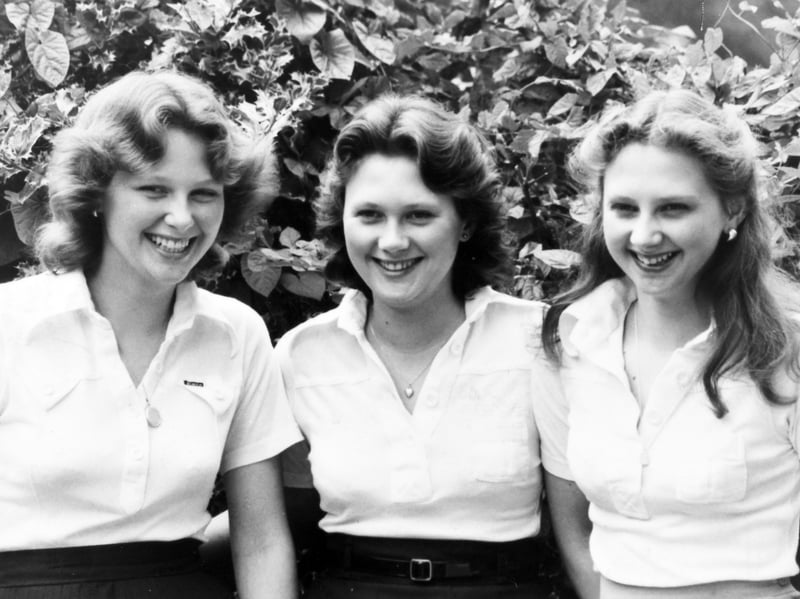 The Noble sisters of Madeley in 1978. “Three Shropshire sisters have entered the recording business. Viv, Della and Stephanie Noble, of Madeley, Telford, provide the backing tracks on the latest album from Lilleshall singer Bobby Ray called Something in the Ayre, which is to be released in October…” was the original caption.