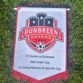 The pennant presented to FC Antrim