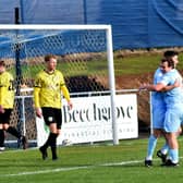 Portstewart celebrating their win against Knockbreda at the R KINGS Competition Stadium