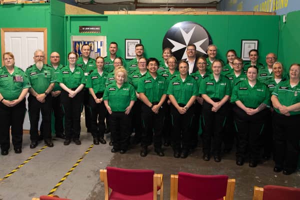 The St John Ambulance, Antrim Unit get together for a group photo to celebrate the unit's 75th anniversary.