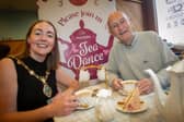 The Mayor of Derry City and Strabane District Council, Grace Ui Niallais, pictured with Tea Dance regular, Liam Bradley.