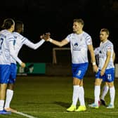 Dungannon Swifts celebrate during their win over Armagh City.