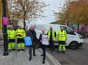 Mayor of Causeway Coast and Glens Borough Council, Councillor Dawn
Huggins with Councillor Steven Callaghan and members of Council’s Estates team
in Limavady.