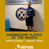 On loan Coleraine striker Jamie McGonigle, NI Football Writers Association Player of the Month for September.